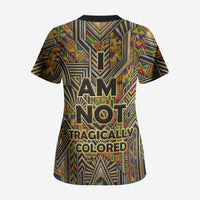 Zora Neale Hurston Scrub Top Bold Kente and Art Deco Pattern - I Am Not Tragically Colored - Wonder Print Shop