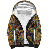 Zora Neale Hurston Sherpa Hoodie Bold Kente and Art Deco Pattern - I Am Not Tragically Colored - Wonder Print Shop