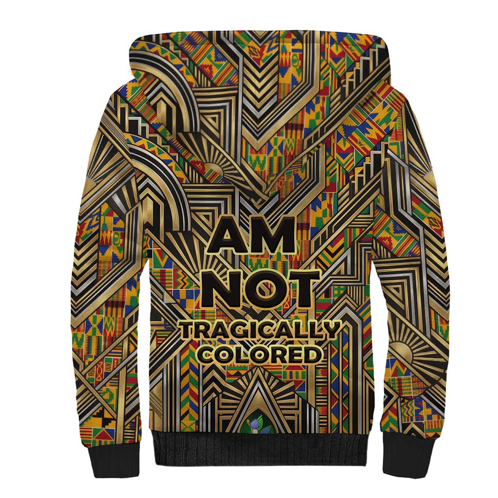 Zora Neale Hurston Sherpa Hoodie Bold Kente and Art Deco Pattern - I Am Not Tragically Colored - Wonder Print Shop