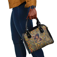 Zora Neale Hurston Shoulder Handbag Bold Kente and Art Deco Pattern - I Am Not Tragically Colored - Wonder Print Shop
