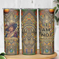 Zora Neale Hurston Skinny Tumbler Bold Kente and Art Deco Pattern - I Am Not Tragically Colored - Wonder Print Shop