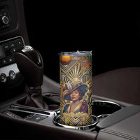 Zora Neale Hurston Skinny Tumbler Bold Kente and Art Deco Pattern - I Am Not Tragically Colored - Wonder Print Shop