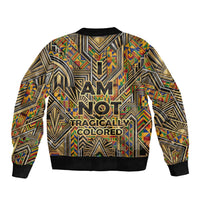 Zora Neale Hurston Sleeve Zip Bomber Jacket Bold Kente and Art Deco Pattern - I Am Not Tragically Colored - Wonder Print Shop