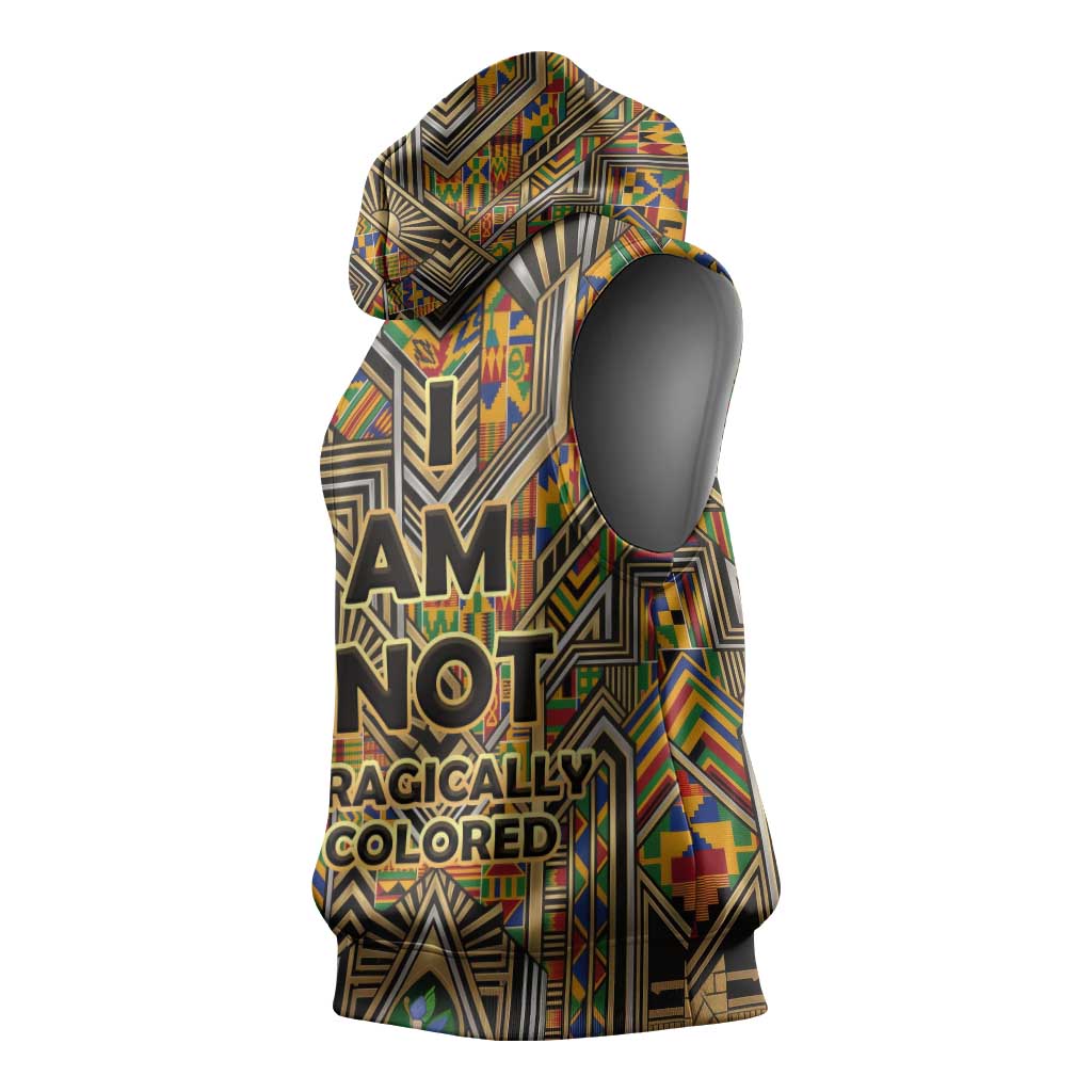 Zora Neale Hurston Sleeveless Hoodie Bold Kente and Art Deco Pattern - I Am Not Tragically Colored - Wonder Print Shop