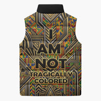 Zora Neale Hurston Sleeveless Puffer Jacket Bold Kente and Art Deco Pattern - I Am Not Tragically Colored - Wonder Print Shop