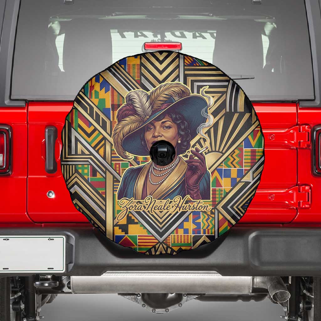 Zora Neale Hurston Spare Tire Cover Bold Kente and Art Deco Pattern - I Am Not Tragically Colored - Wonder Print Shop