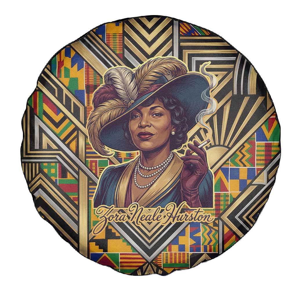 Zora Neale Hurston Spare Tire Cover Bold Kente and Art Deco Pattern - I Am Not Tragically Colored - Wonder Print Shop