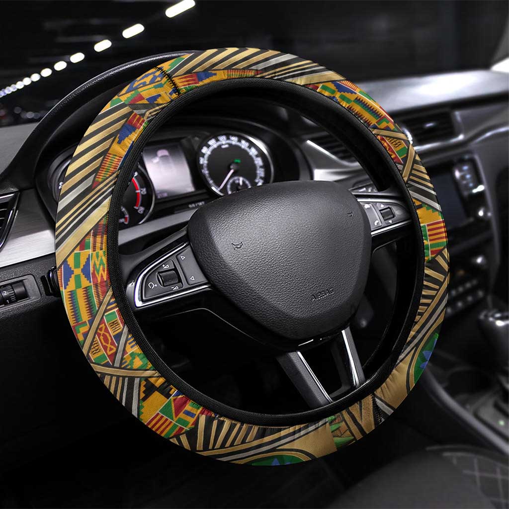 Zora Neale Hurston Steering Wheel Cover Bold Kente and Art Deco Pattern - I Am Not Tragically Colored - Wonder Print Shop