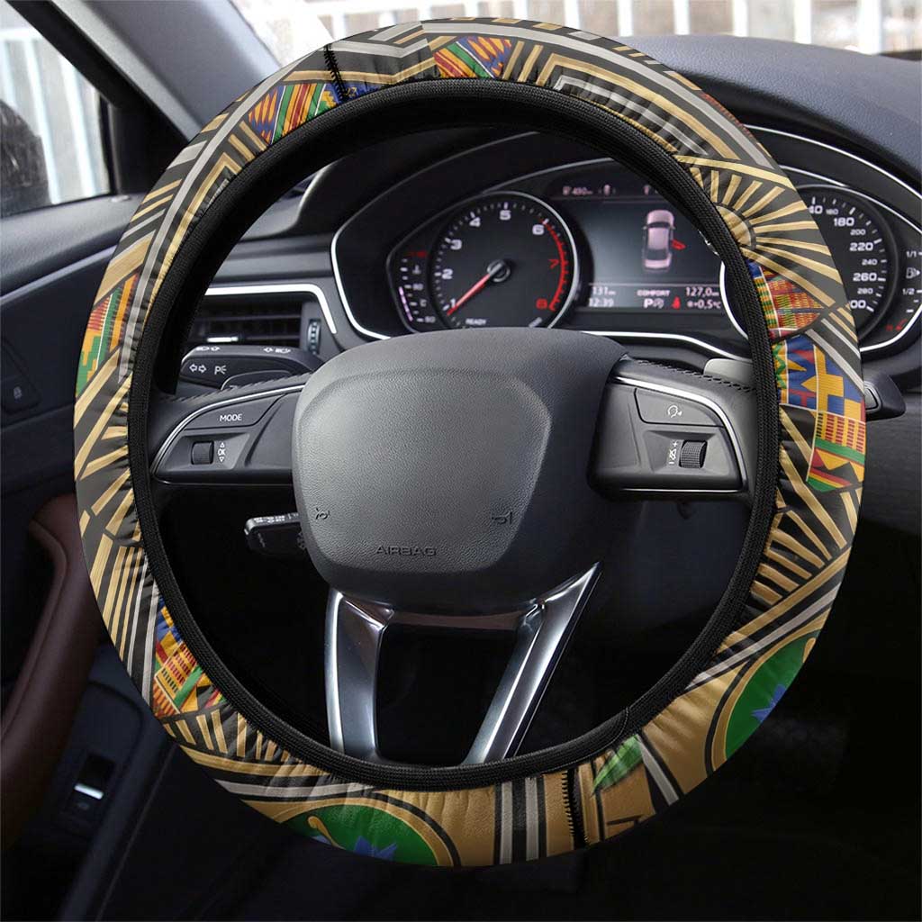 Zora Neale Hurston Steering Wheel Cover Bold Kente and Art Deco Pattern - I Am Not Tragically Colored - Wonder Print Shop