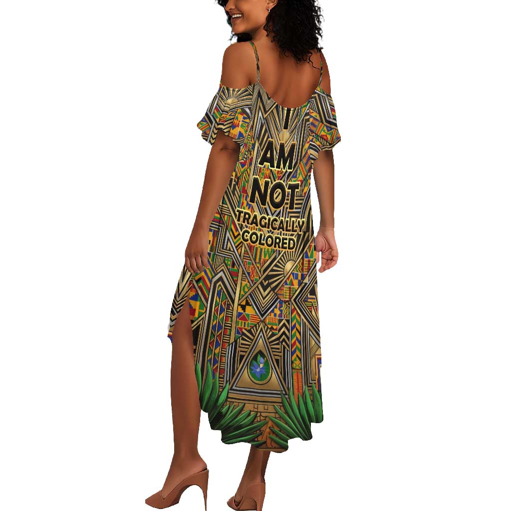 Zora Neale Hurston Summer Maxi Dress Bold Kente and Art Deco Pattern - I Am Not Tragically Colored - Wonder Print Shop