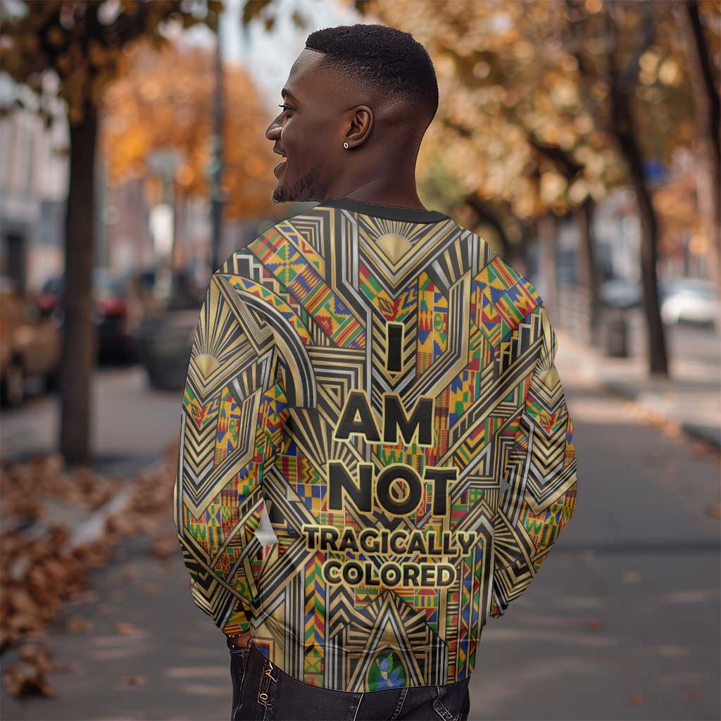 Zora Neale Hurston Sweatshirt Bold Kente and Art Deco Pattern - I Am Not Tragically Colored - Wonder Print Shop
