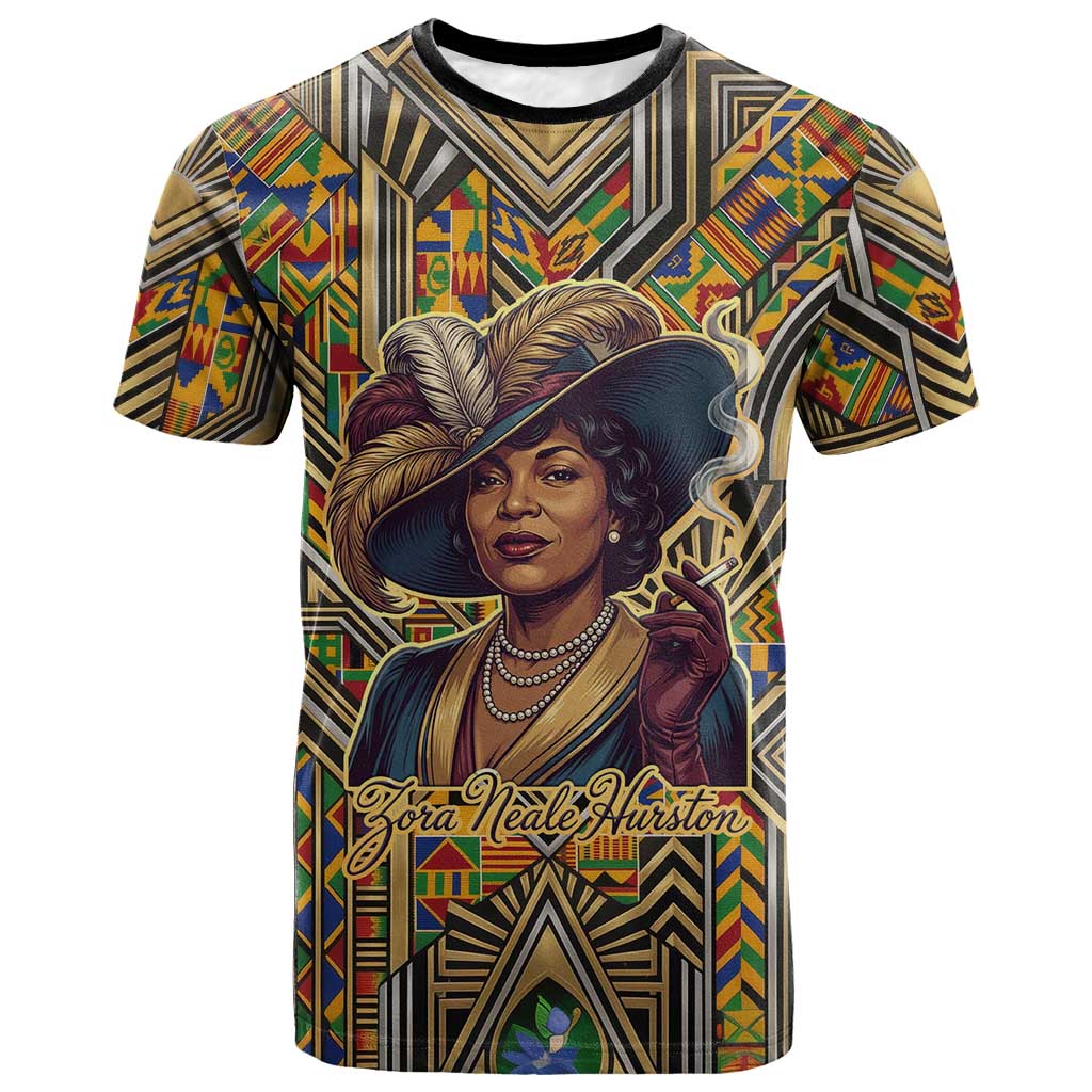 Zora Neale Hurston T shirt Bold Kente and Art Deco Pattern - I Am Not Tragically Colored - Wonder Print Shop