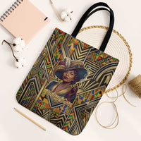 Zora Neale Hurston Tote Bag Bold Kente and Art Deco Pattern - I Am Not Tragically Colored - Wonder Print Shop