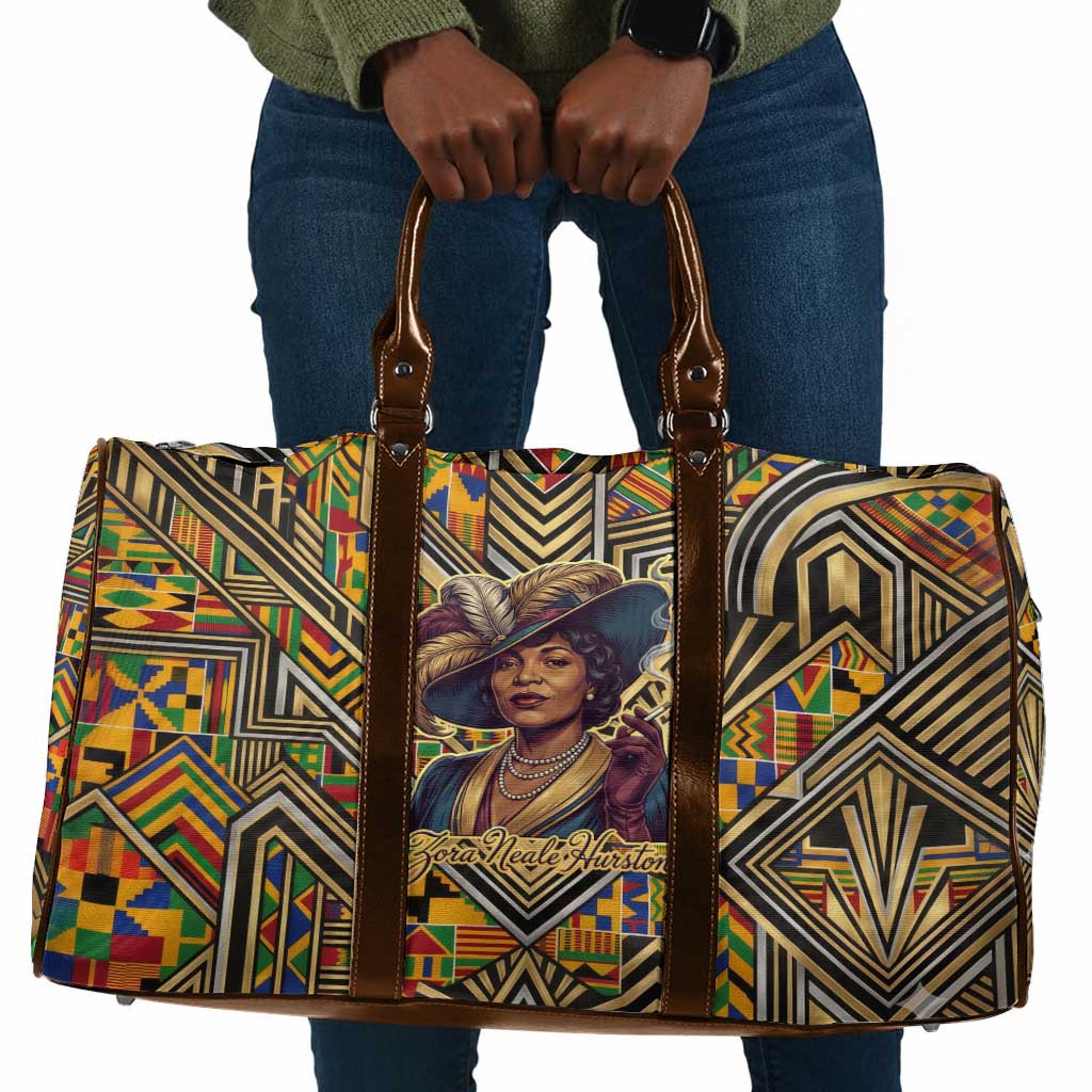 Zora Neale Hurston Travel Bag Bold Kente and Art Deco Pattern - I Am Not Tragically Colored - Wonder Print Shop