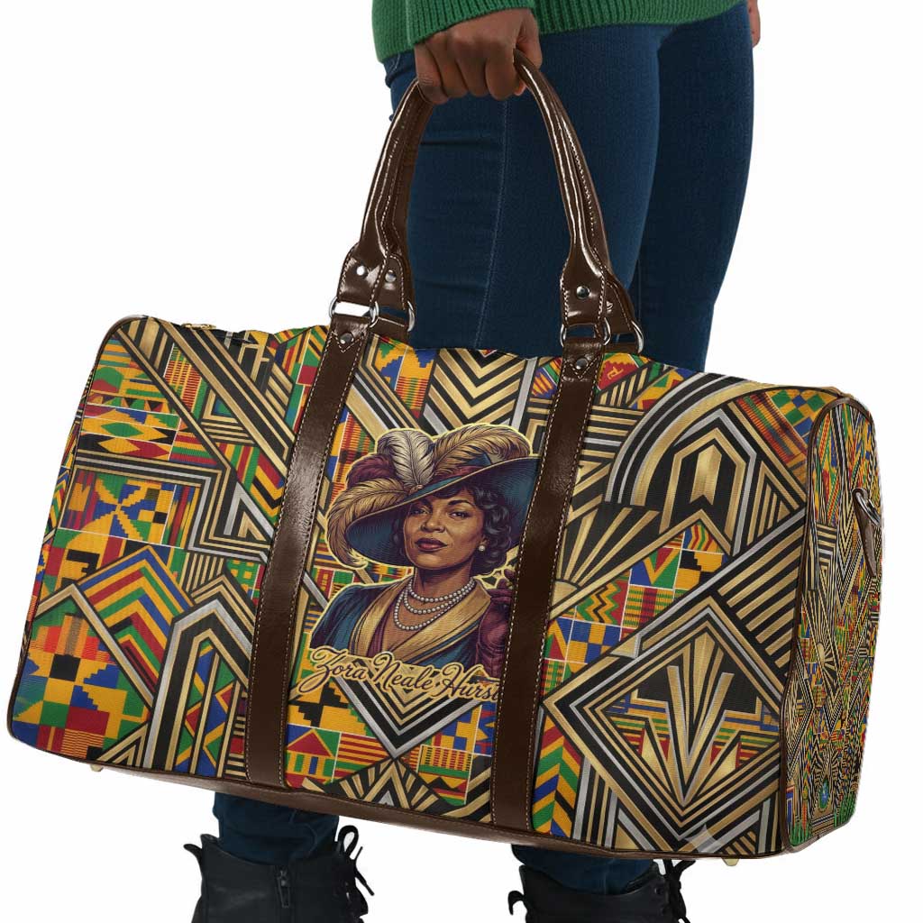 Zora Neale Hurston Travel Bag Bold Kente and Art Deco Pattern - I Am Not Tragically Colored - Wonder Print Shop