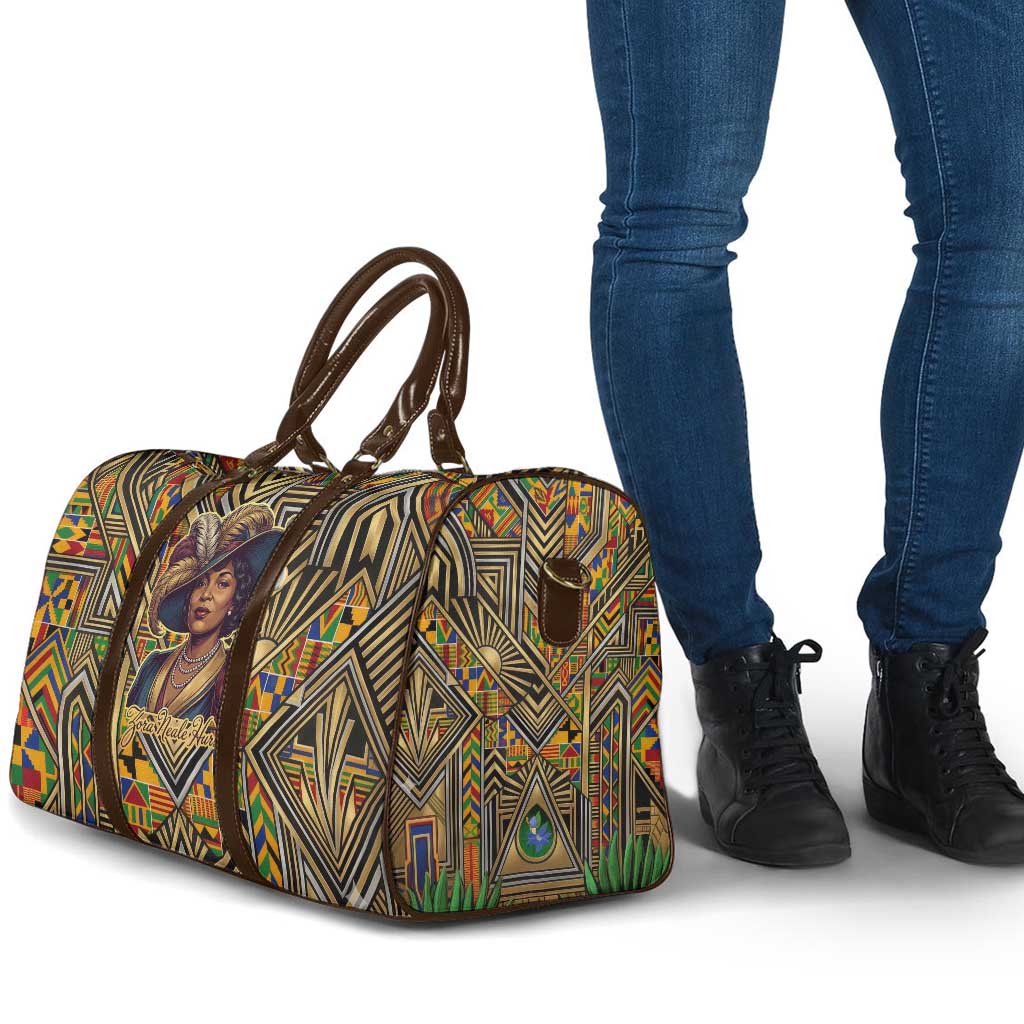 Zora Neale Hurston Travel Bag Bold Kente and Art Deco Pattern - I Am Not Tragically Colored - Wonder Print Shop