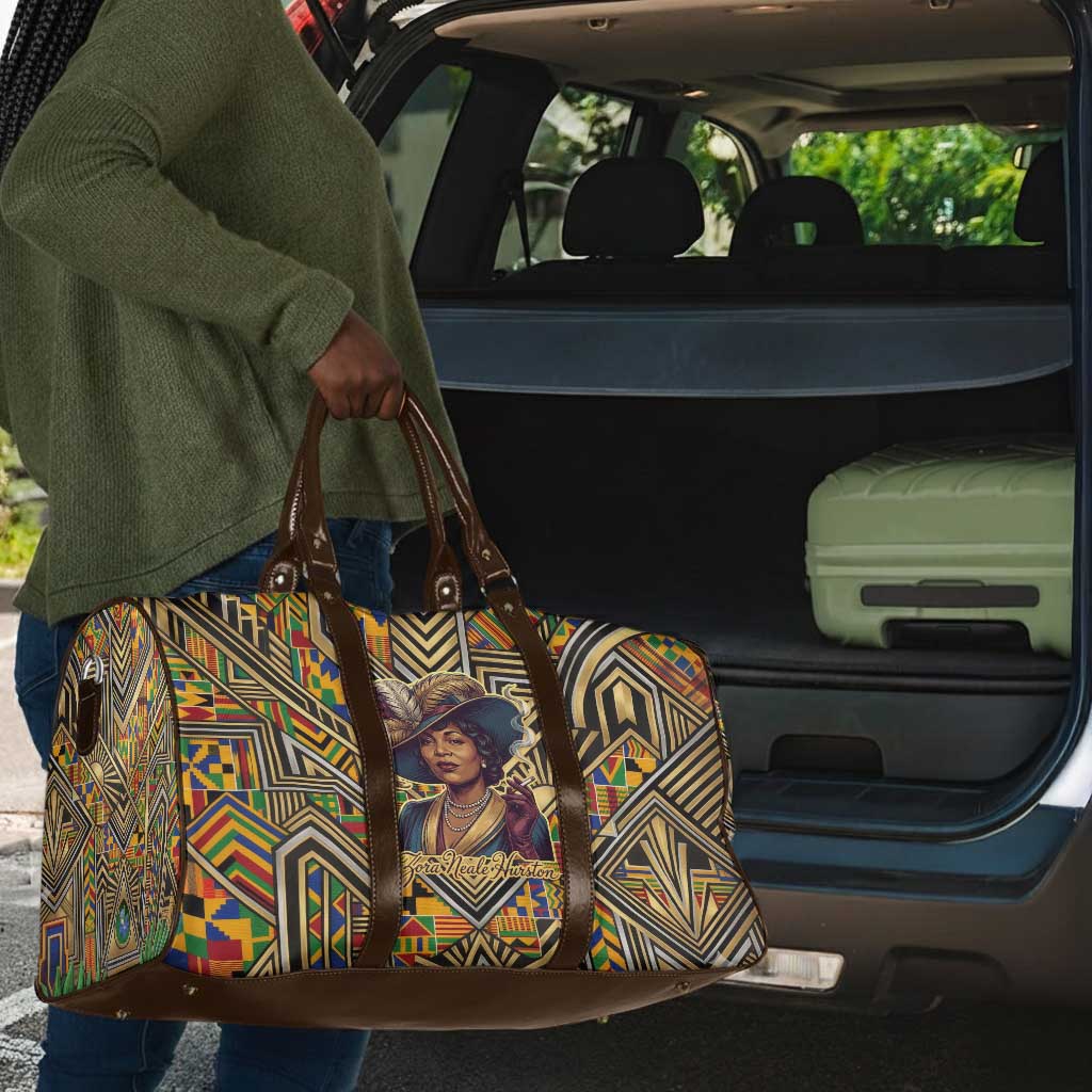 Zora Neale Hurston Travel Bag Bold Kente and Art Deco Pattern - I Am Not Tragically Colored - Wonder Print Shop