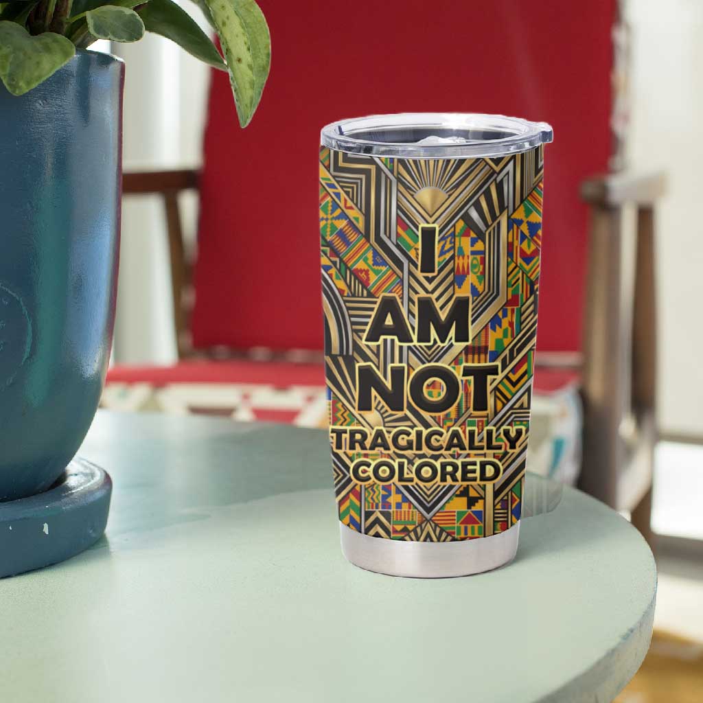 Zora Neale Hurston Tumbler Cup Bold Kente and Art Deco Pattern - I Am Not Tragically Colored - Wonder Print Shop