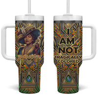 Zora Neale Hurston Tumbler With Handle Bold Kente and Art Deco Pattern - I Am Not Tragically Colored - Wonder Print Shop