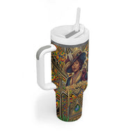 Zora Neale Hurston Tumbler With Handle Bold Kente and Art Deco Pattern - I Am Not Tragically Colored - Wonder Print Shop