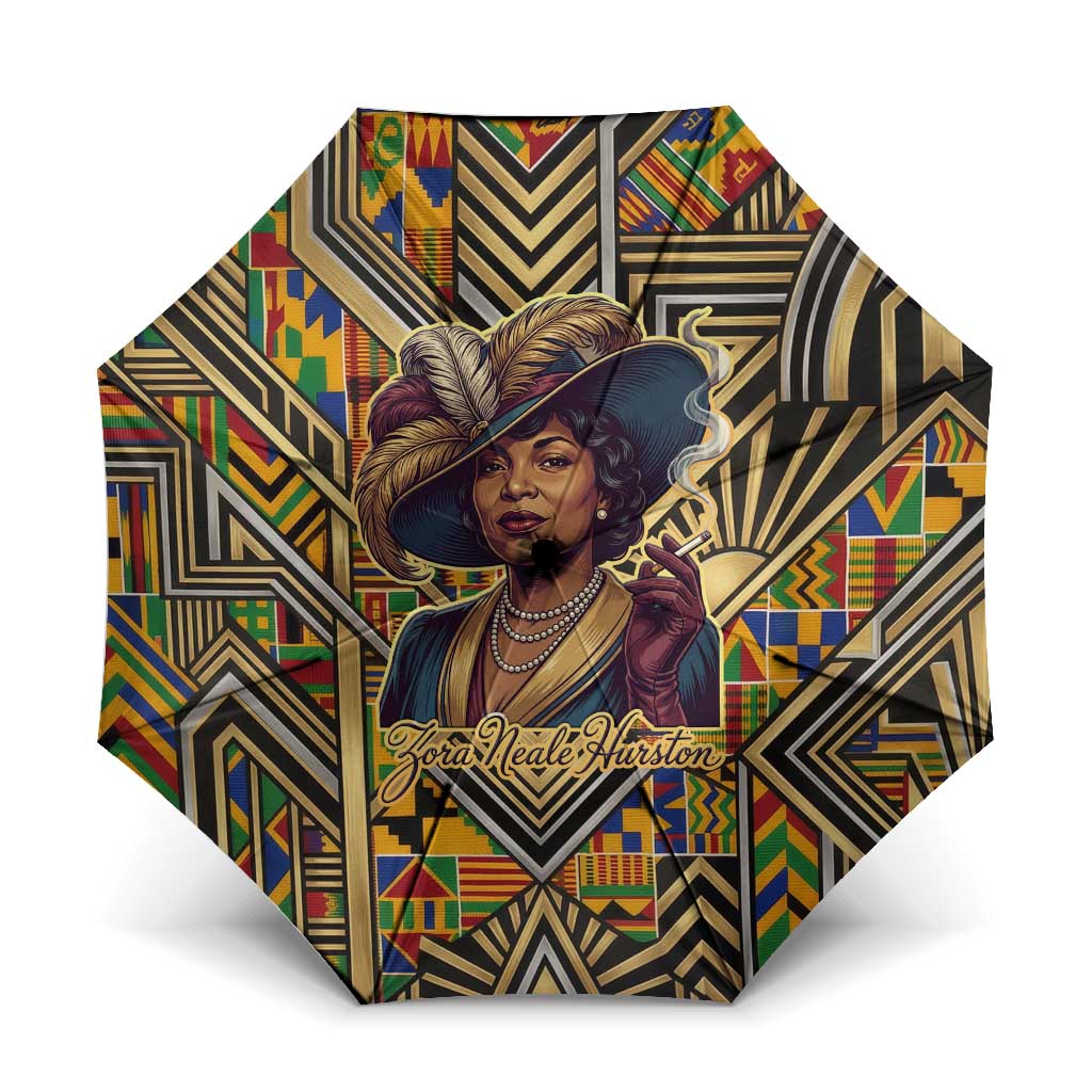Zora Neale Hurston Umbrella Bold Kente and Art Deco Pattern - I Am Not Tragically Colored - Wonder Print Shop