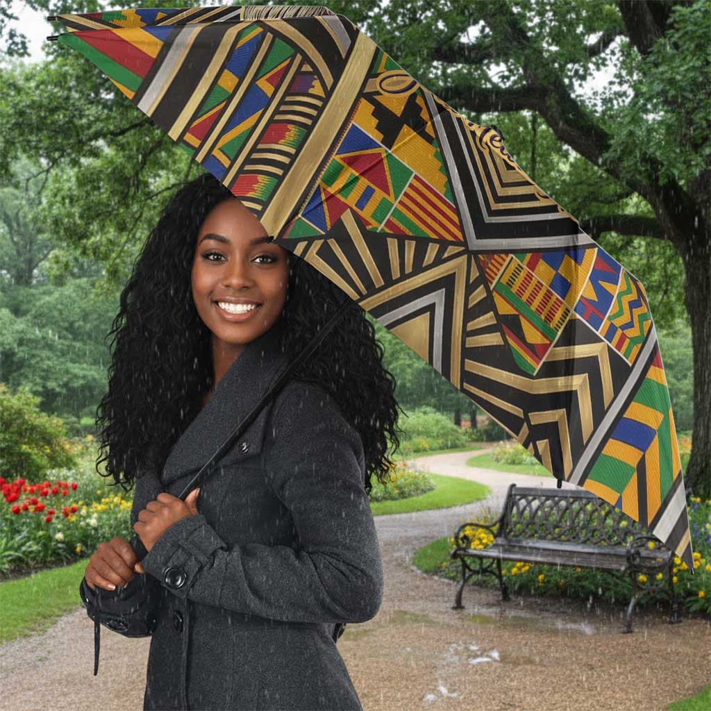 Zora Neale Hurston Umbrella Bold Kente and Art Deco Pattern - I Am Not Tragically Colored - Wonder Print Shop