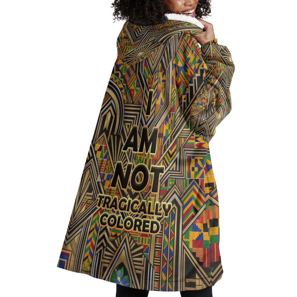Zora Neale Hurston Wearable Blanket Hoodie Bold Kente and Art Deco Pattern - I Am Not Tragically Colored - Wonder Print Shop