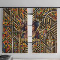 Zora Neale Hurston Window Curtain Bold Kente and Art Deco Pattern - I Am Not Tragically Colored - Wonder Print Shop