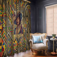 Zora Neale Hurston Window Curtain Bold Kente and Art Deco Pattern - I Am Not Tragically Colored - Wonder Print Shop