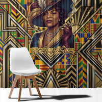 Zora Neale Hurston Window Curtain Bold Kente and Art Deco Pattern - I Am Not Tragically Colored - Wonder Print Shop