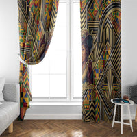 Zora Neale Hurston Window Curtain Bold Kente and Art Deco Pattern - I Am Not Tragically Colored - Wonder Print Shop