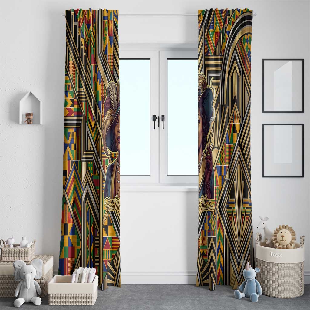 Zora Neale Hurston Window Curtain Bold Kente and Art Deco Pattern - I Am Not Tragically Colored - Wonder Print Shop