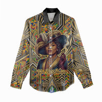 Zora Neale Hurston Women Casual Shirt Bold Kente and Art Deco Pattern - I Am Not Tragically Colored - Wonder Print Shop