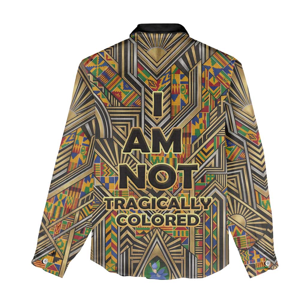 Zora Neale Hurston Women Casual Shirt Bold Kente and Art Deco Pattern - I Am Not Tragically Colored - Wonder Print Shop