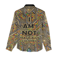 Zora Neale Hurston Women Casual Shirt Bold Kente and Art Deco Pattern - I Am Not Tragically Colored - Wonder Print Shop