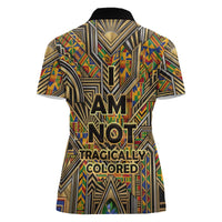 Zora Neale Hurston Women Polo Shirt Bold Kente and Art Deco Pattern - I Am Not Tragically Colored - Wonder Print Shop