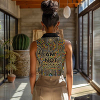 Zora Neale Hurston Women Sleeveless Polo Shirt Bold Kente and Art Deco Pattern - I Am Not Tragically Colored - Wonder Print Shop