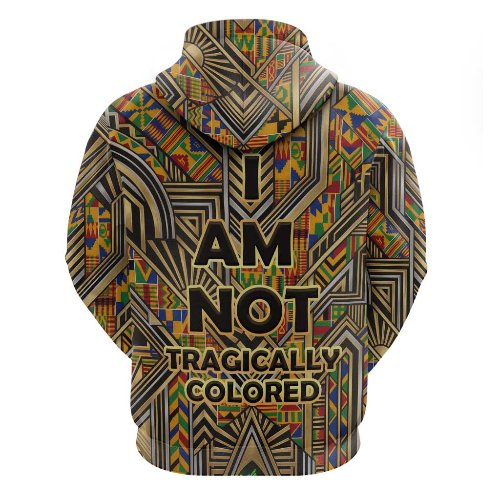Zora Neale Hurston Zip Hoodie Bold Kente and Art Deco Pattern - I Am Not Tragically Colored - Wonder Print Shop