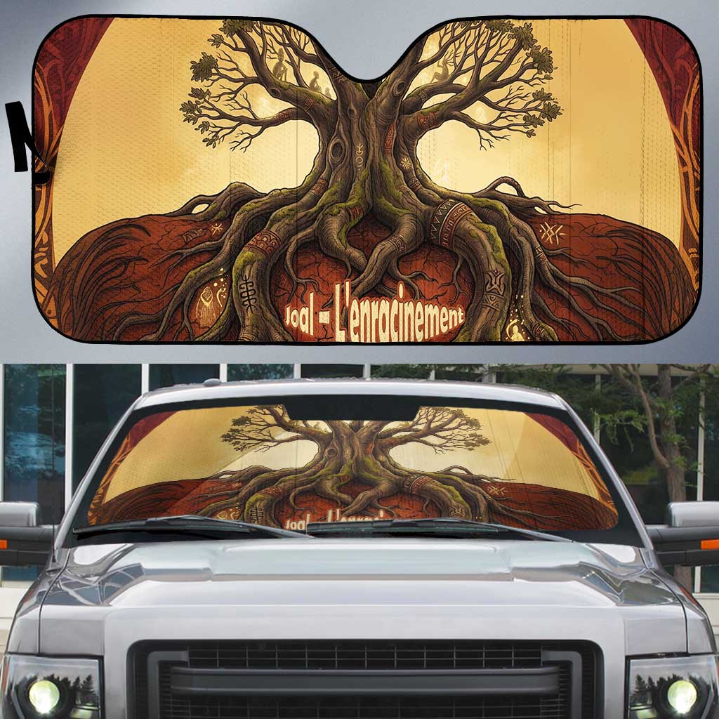 Léopold Sédar Senghor Auto Sun Shade Sacred Baobab Tree Design African Roots and Symbols Theme Negritude Movement - Wonder Print Shop