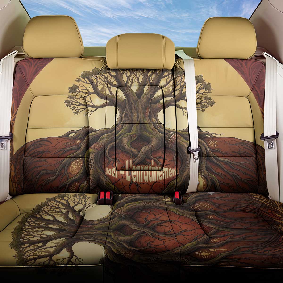 Léopold Sédar Senghor Back Car Seat Cover Sacred Baobab Tree Design African Roots and Symbols Theme Negritude Movement - Wonder Print Shop