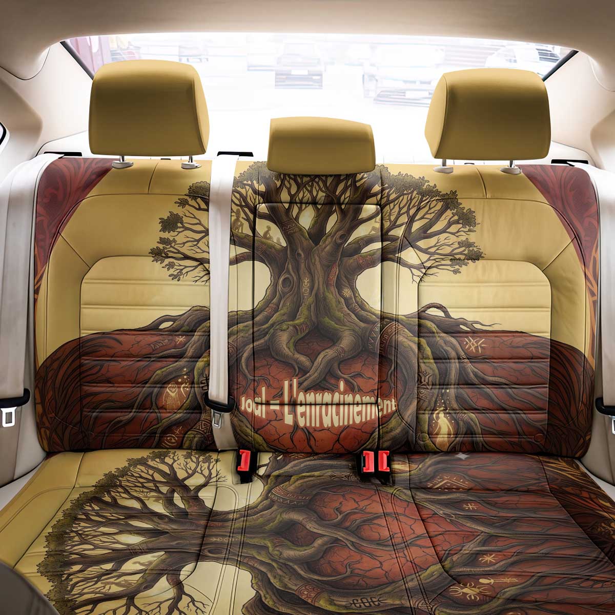 Léopold Sédar Senghor Back Car Seat Cover Sacred Baobab Tree Design African Roots and Symbols Theme Negritude Movement - Wonder Print Shop