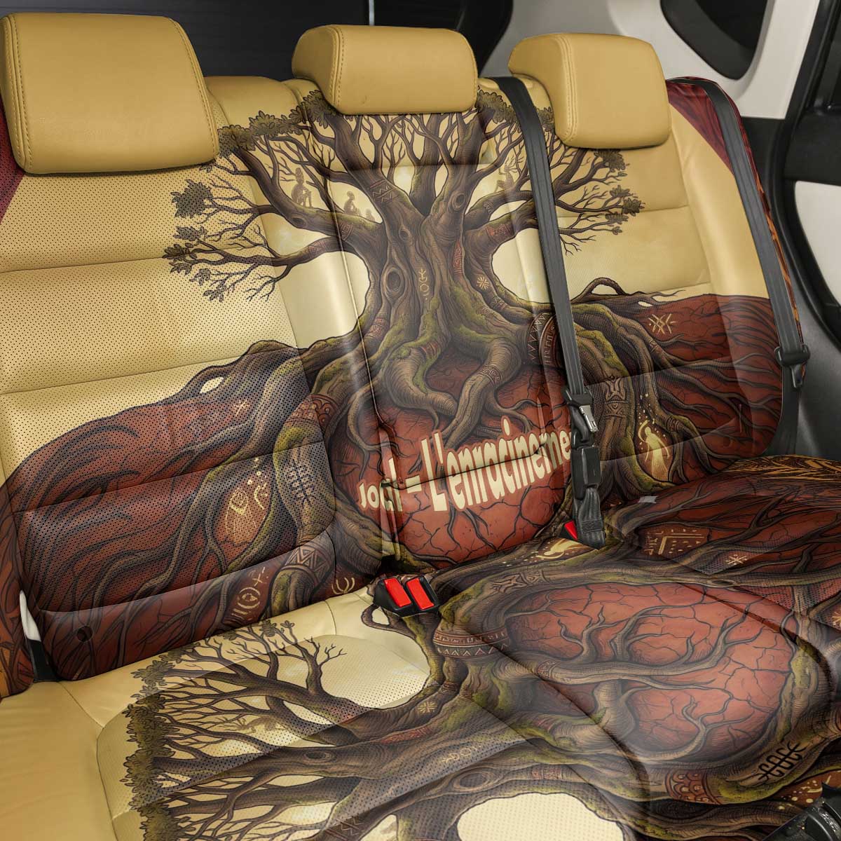 Léopold Sédar Senghor Back Car Seat Cover Sacred Baobab Tree Design African Roots and Symbols Theme Negritude Movement - Wonder Print Shop