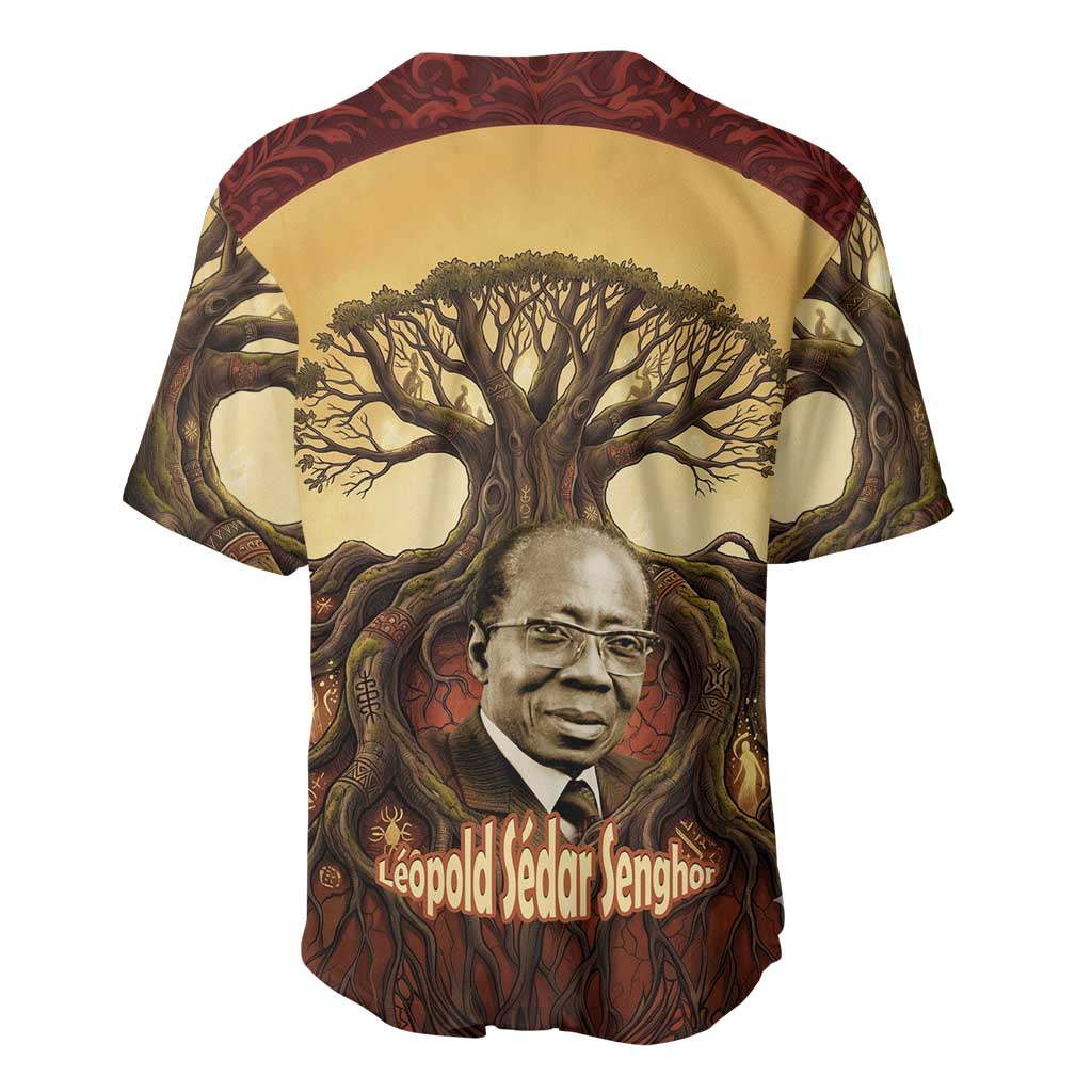 Léopold Sédar Senghor Baseball Jersey Sacred Baobab Tree Design African Roots and Symbols Theme Negritude Movement - Wonder Print Shop