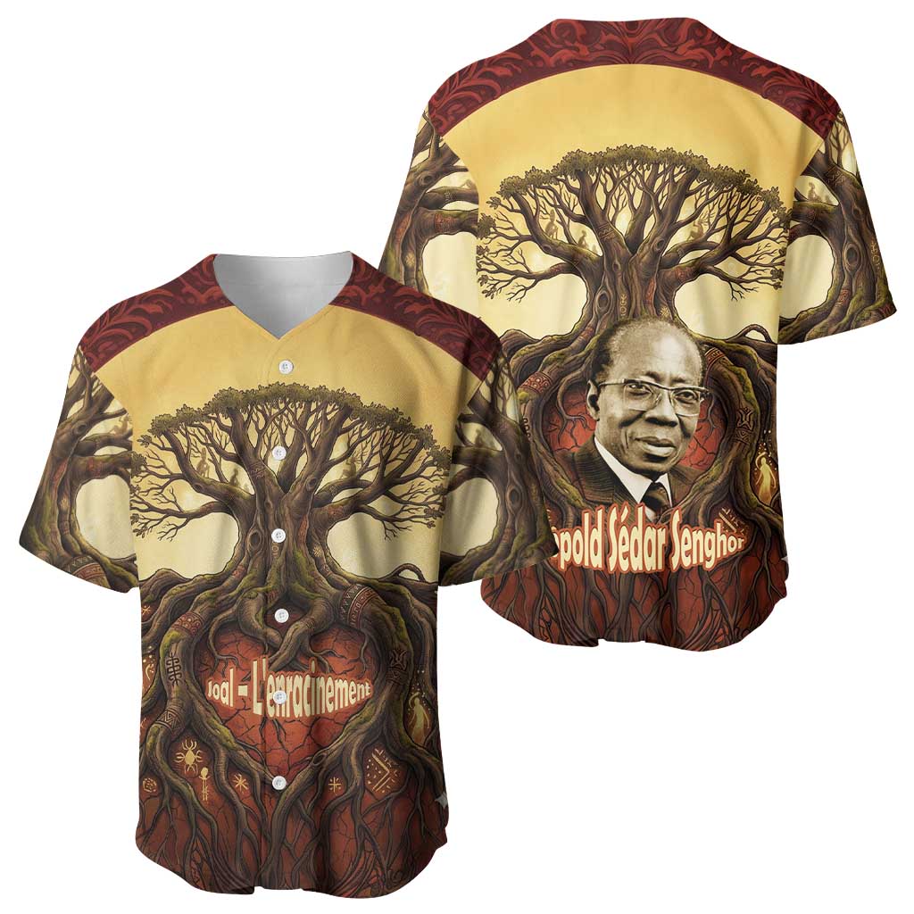 Léopold Sédar Senghor Baseball Jersey Sacred Baobab Tree Design African Roots and Symbols Theme Negritude Movement - Wonder Print Shop
