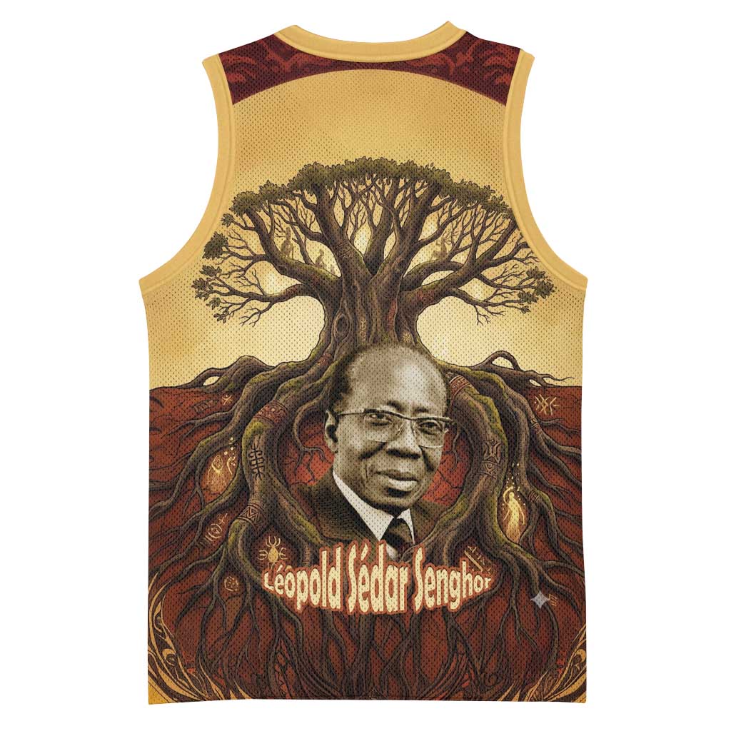 Léopold Sédar Senghor Basketball Jersey Sacred Baobab Tree Design African Roots and Symbols Theme Negritude Movement - Wonder Print Shop