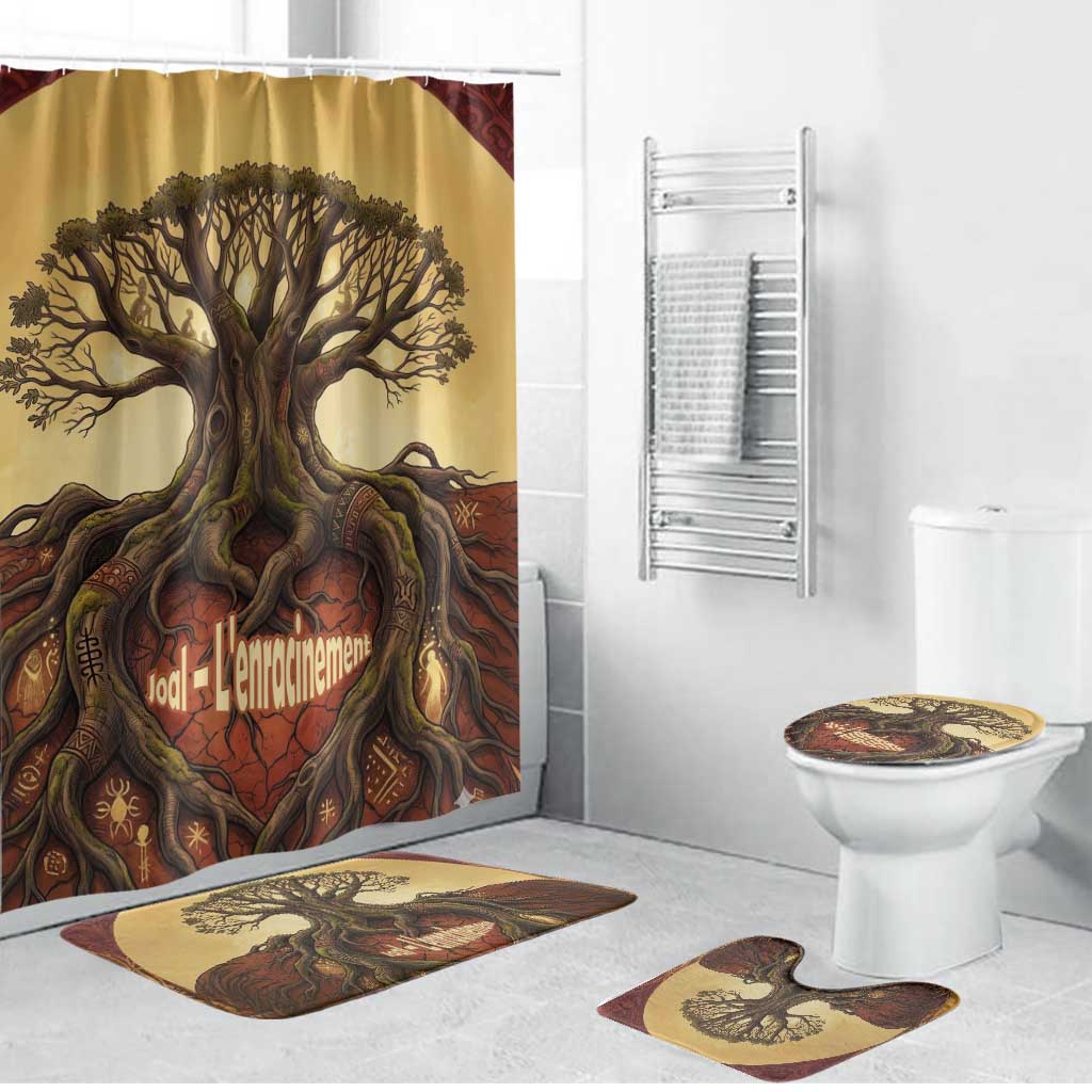 Léopold Sédar Senghor Bathroom Set Sacred Baobab Tree Design African Roots and Symbols Theme Negritude Movement - Wonder Print Shop