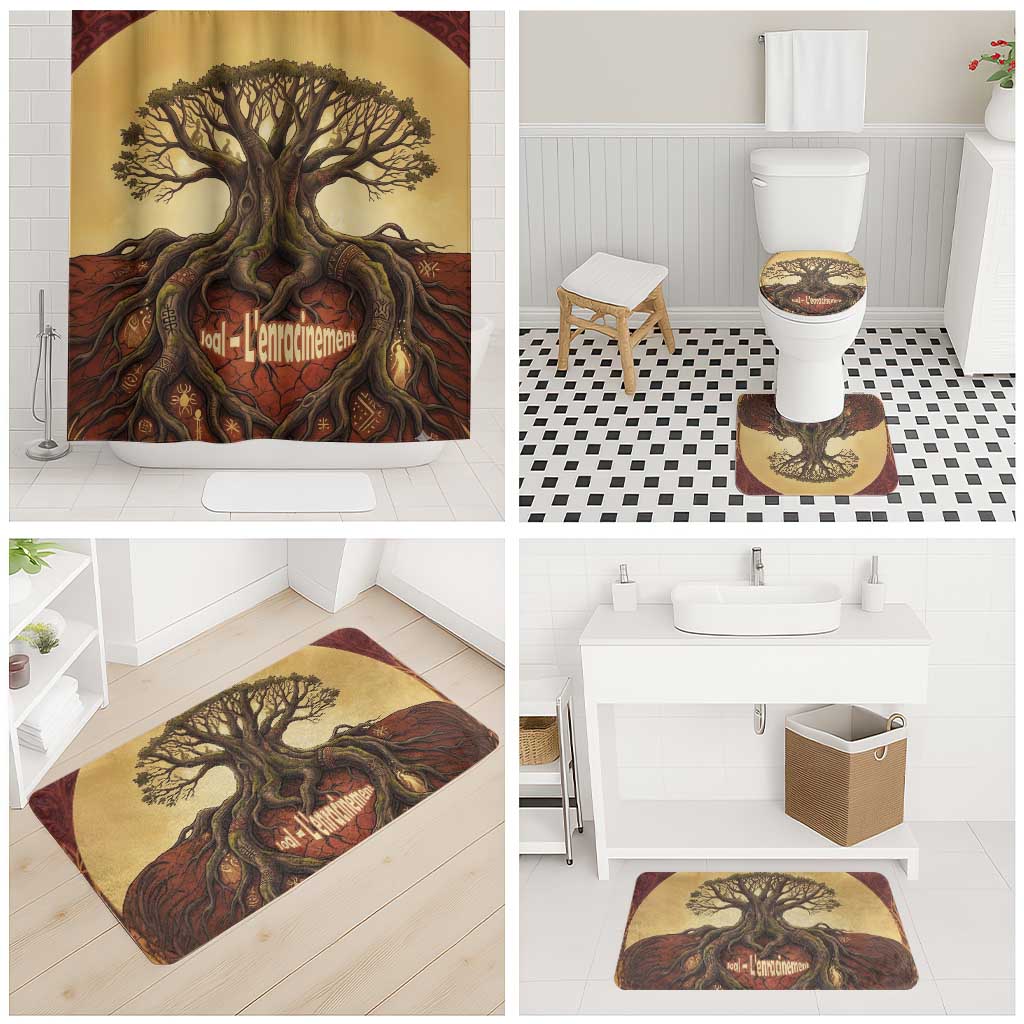 Léopold Sédar Senghor Bathroom Set Sacred Baobab Tree Design African Roots and Symbols Theme Negritude Movement - Wonder Print Shop