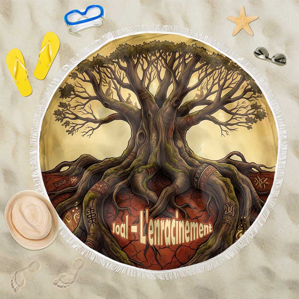 Léopold Sédar Senghor Beach Blanket Sacred Baobab Tree Design African Roots and Symbols Theme Negritude Movement - Wonder Print Shop