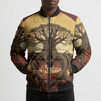 Léopold Sédar Senghor Bomber Puffer Jacket Sacred Baobab Tree Design African Roots and Symbols Theme Negritude Movement - Wonder Print Shop