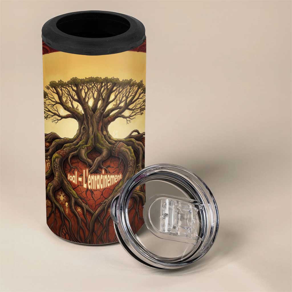 Léopold Sédar Senghor 4 in 1 Can Cooler Tumbler Sacred Baobab Tree Design African Roots and Symbols Theme Negritude Movement - Wonder Print Shop
